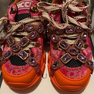 Orange/pink/purple Gucci Flashtrek sneakers